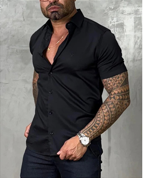 Camisa Social Fibra De Bambú Preto
