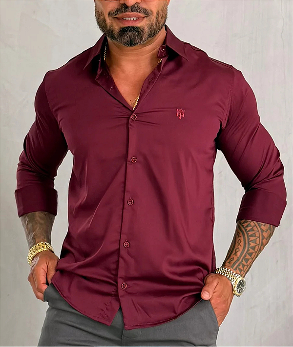 Camisa Social Fibra De Bambú ML Vinho