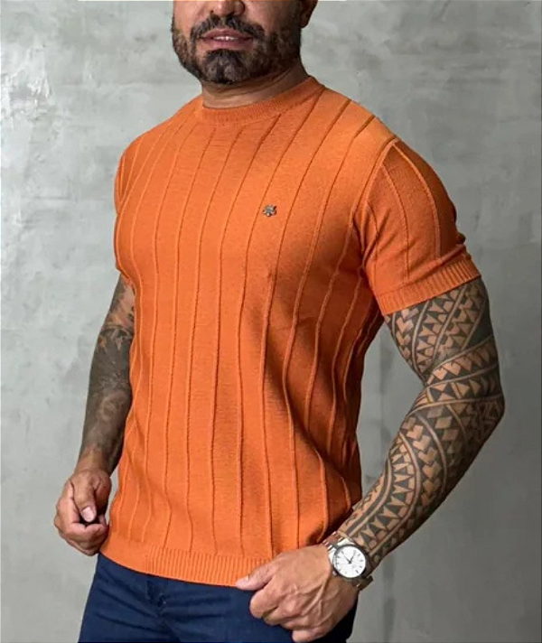Camisa De Trico Listra Cobre