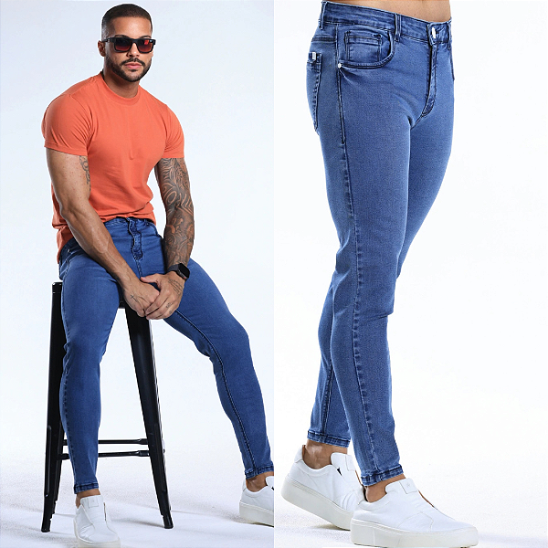 Calça Jeans Skinny Azul Médio Básico