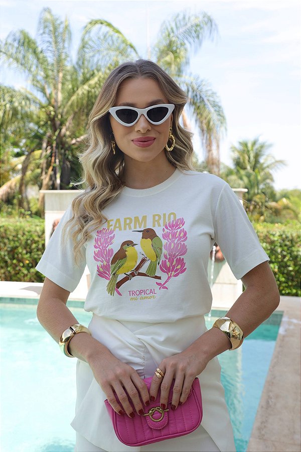 T-SHIRT ESTAMPADA PREMIUM - TROPICAL - OFF WHITE