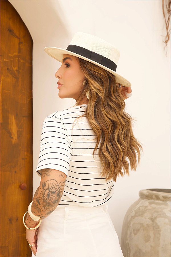 T-SHIRT RIVIERA PREMIUM - LISTRADA OFF WHITE