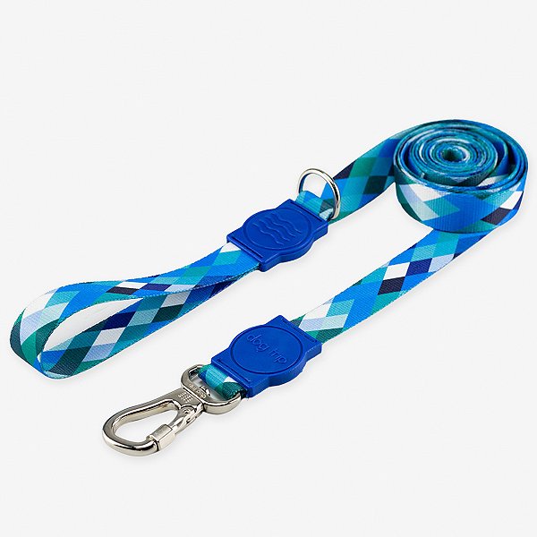 Guia para cachorros Longa 2 Metros Quadriculada Azul