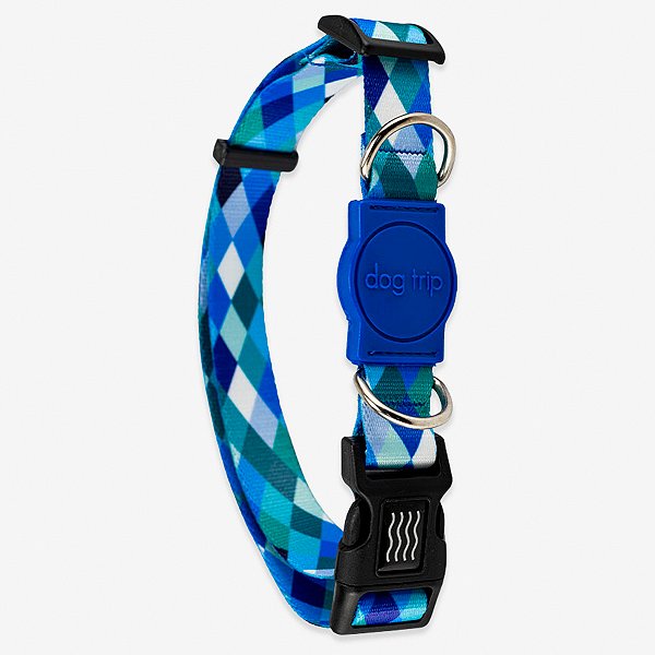 Coleira para cachorros Quadriculada Azul