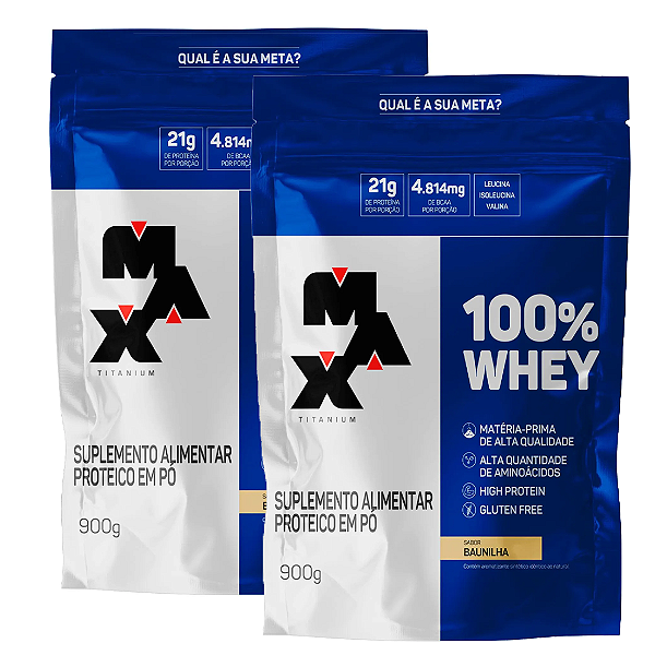 KIT 2X 100% WHEY REFIL 900G MAX TITANIUM