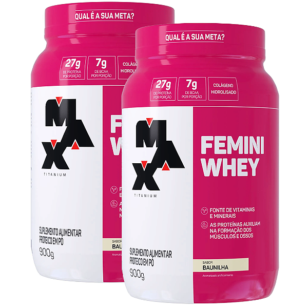 KIT 2X FEMINI WHEY 900G MAX TITANIUM