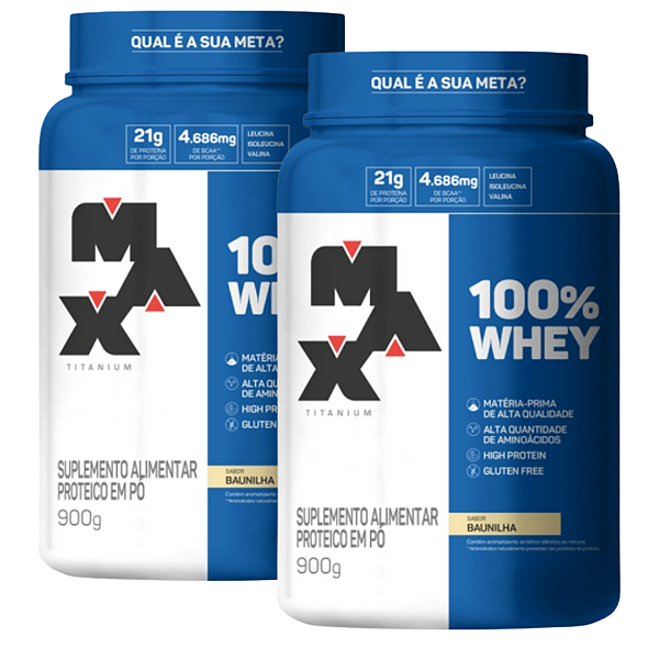 KIT 2X WHEY 100% POTE 900G - MAX TITANIUM