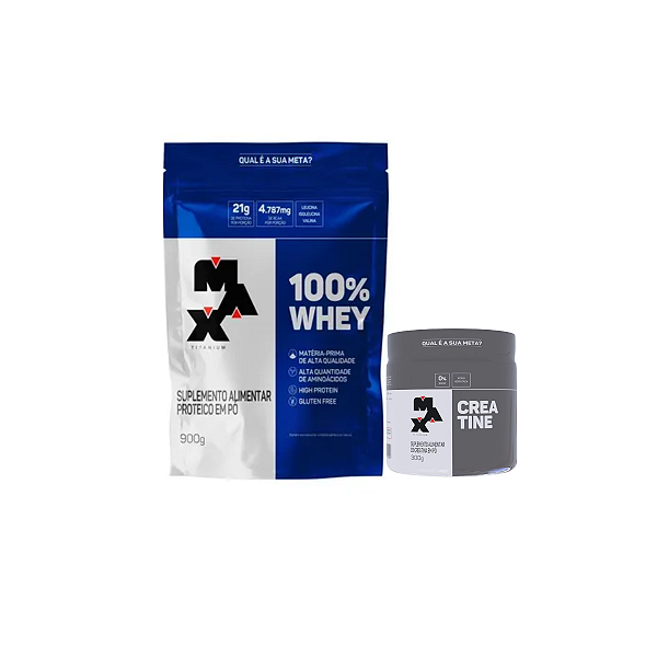 KIT WHEY 100% 900G+CREATINA 300G MAX TITANIUM