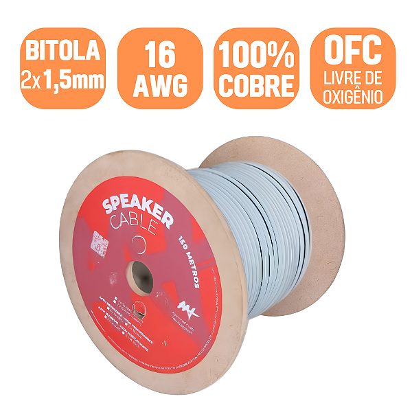 Fio Cabo Caixa Som AAT Reference 100% Cobre OFC 2x1,5mm