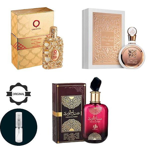 O COMBO MAIS PEDIDO ROYAL AMBER + FAKHAR ROSE + SABAH 3X5ML