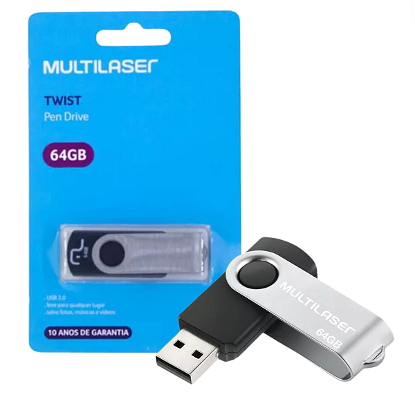 Pendrive Multilaser Twist 2.0 64GB PD590 Preto