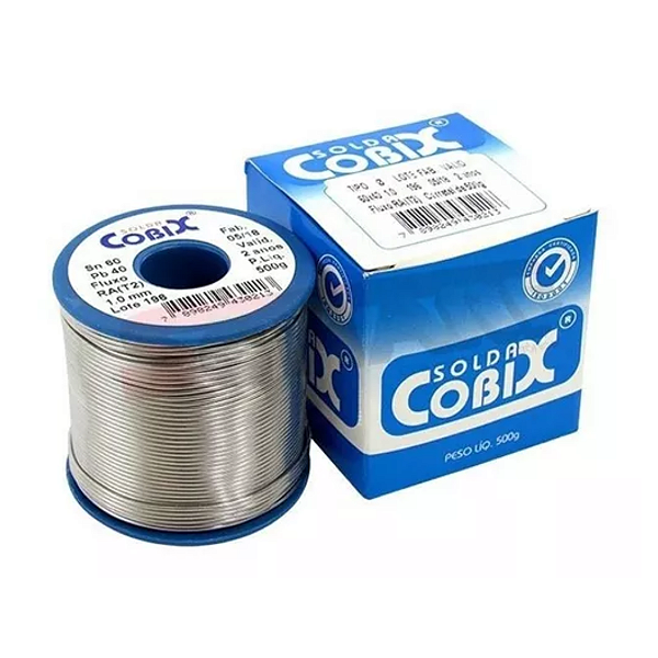 Solda Estanho 1.0mm 60x40 Carretel 500G C/ Fluxo RA T2 - Cobix