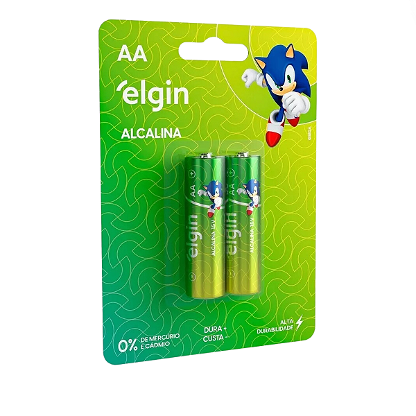 Pilha Alcalina Elgin AA Blister LR6 1.5V Cartela com 2 Unid.