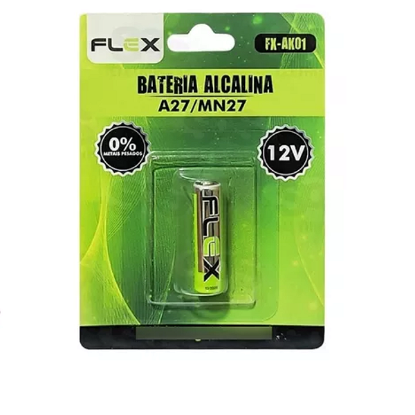 Bateria Pilha Alcalina Flex A27/MN27 12V FX-AK01 Portão Alarme
