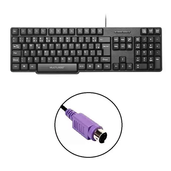 Teclado com Fio Slim PS2 Cabo de 1.30cm Resistente Água Multilaser - TC225
