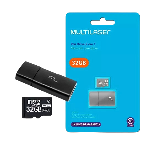 Adaptador Pendrive Usb + Cartão De Memória 32gb Clas10 Mc163