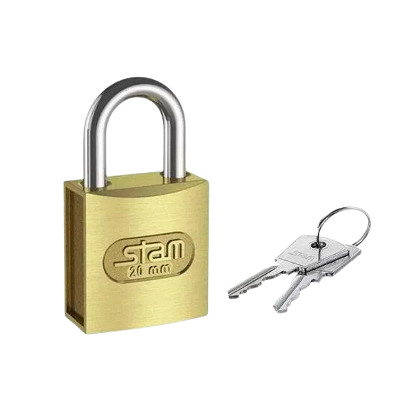 Cadeado 20mm Zamac Stam Latonado E-coat com 2 chaves