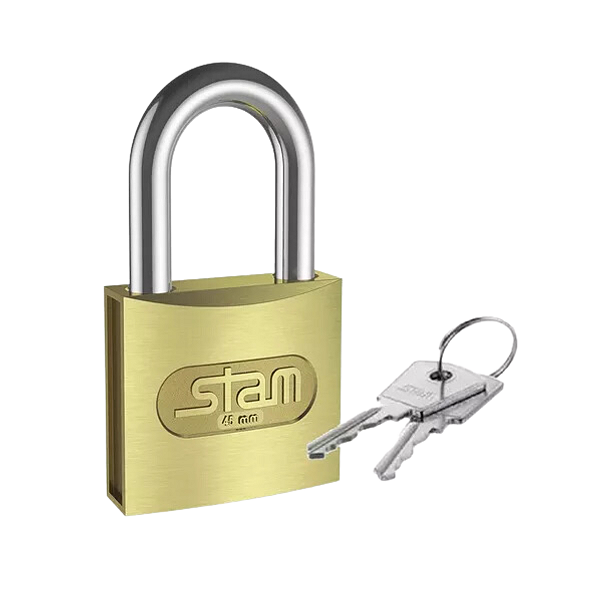 Cadeado 45mm Zamac Stam Latonado E-coat com 2 chaves