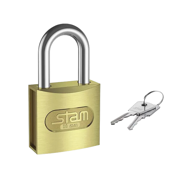 Cadeado 30mm Zamac Stam Latonado E-coat com 2 chaves