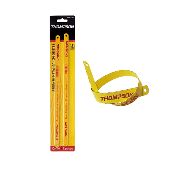 Lâmina de Serra Manual Thompson Bi-Metálica 24 Dentes Flexível C/2 Und