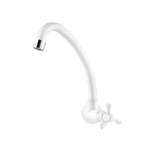 Torneira de Pia Parede Bica Alta para Cozinha Pacific Branco - Viqua