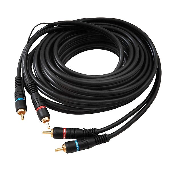 Cabo 2 RCA Macho x 2 RCA Macho Com Fio Terra 5m Preto Storm