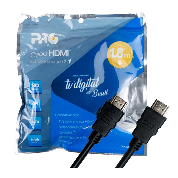 Cabo Hdmi 1,8 Metros 2.0 Full Hd 4k 3d Pro Eletronic CAHD-2018