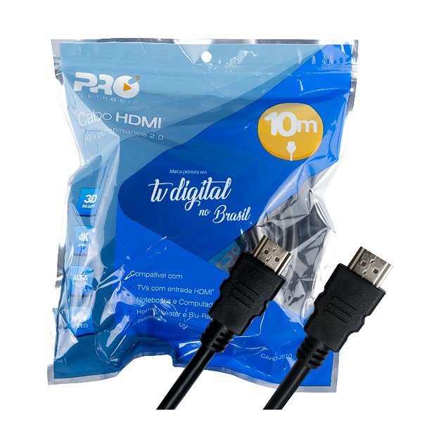 Cabo Hdmi 10 Metros 2.0 Full Hd 4k 3d Pro Eletronic CAHD-2010