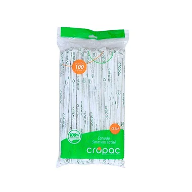 Canudo Biodegradável Sache 5mm CB-510 100un | Cropac