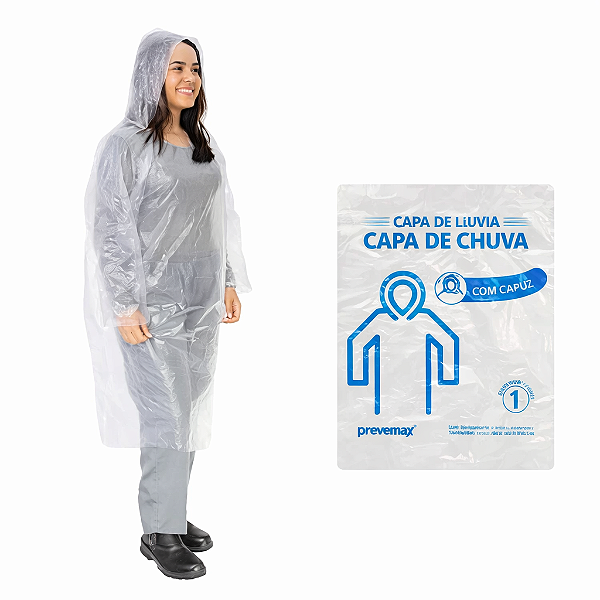 Capa de Chuva Descartável Transparente Kit C/10 | Prevemax
