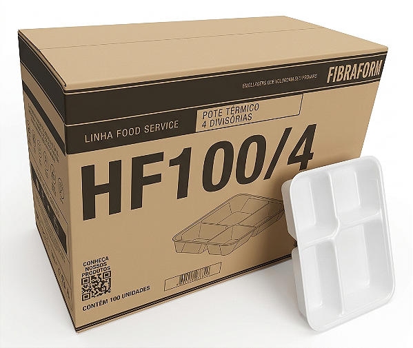 Bandeja Térmica EPS HF-100/4 Divisória S/TP C/100 | Fibraform