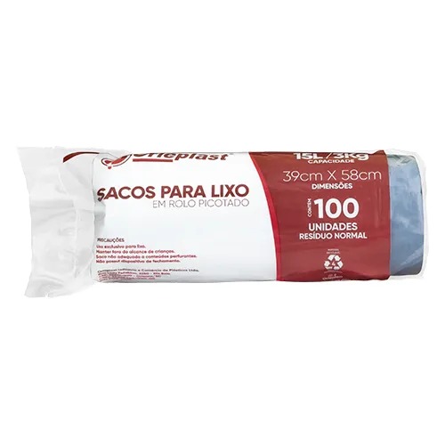 Saco para Lixo Rolo 15 Litros C/100 Azul | Orleplast