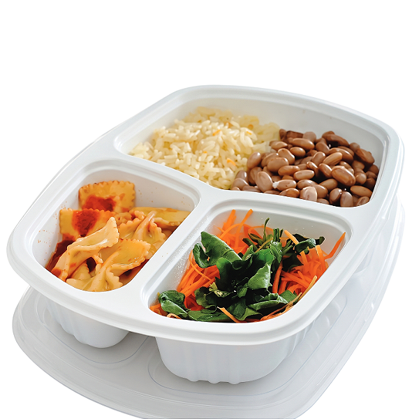 Bandeja G-330 Branca 1150ML C/03 DIV | Galvanotek