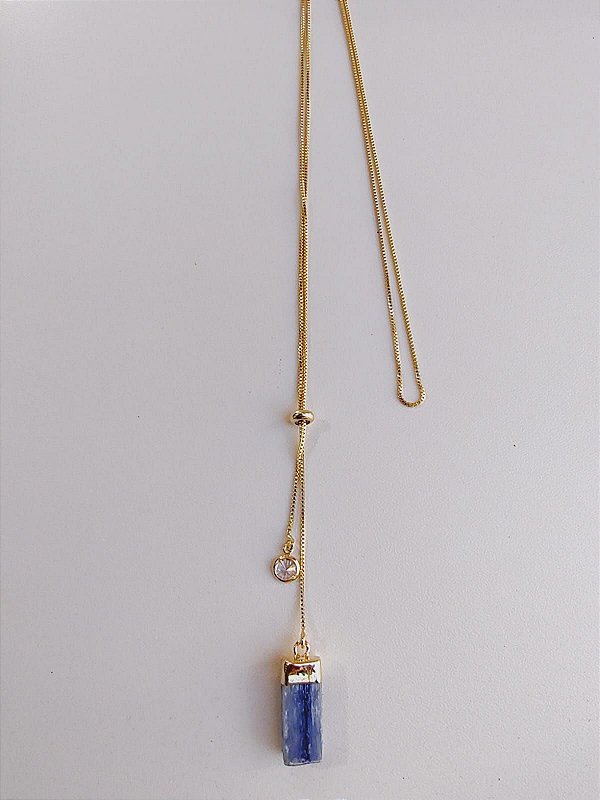 Colar gravatinha com Cianita Azul