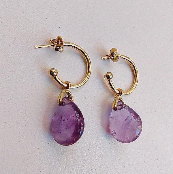 Brinco Argola Ametista Gota