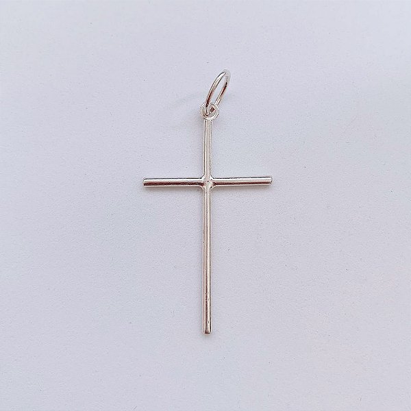 Pingente Crucifixo Fino 3,6cm x 2,1cm - Prata 925