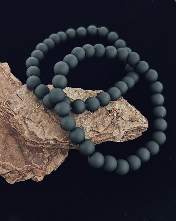 Pulseira de Bolinha Emborrachada Preta 18cm