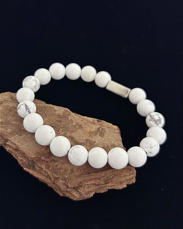 Pulseira Howlita Branca 18cm - Pedra natural