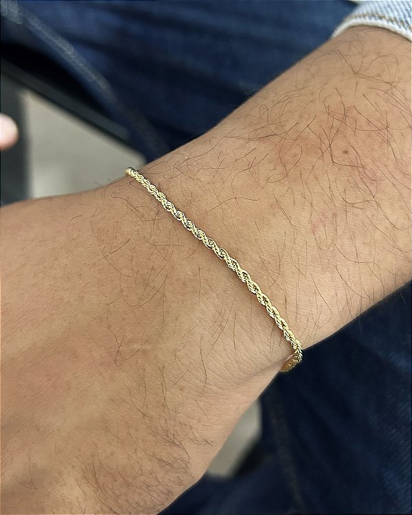 Pulseira Cordão Baiano 21cm - Banho de Ouro 18k