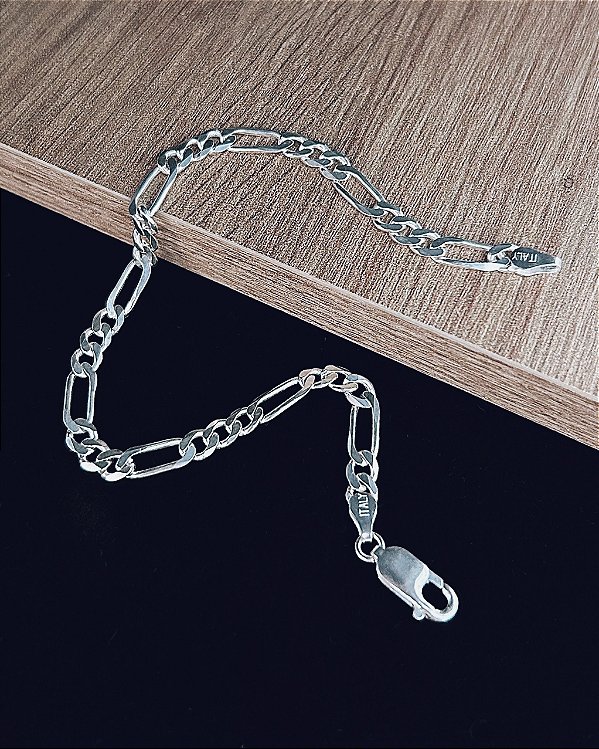 Pulseira 3x1 7mm 20cm - Prata 925