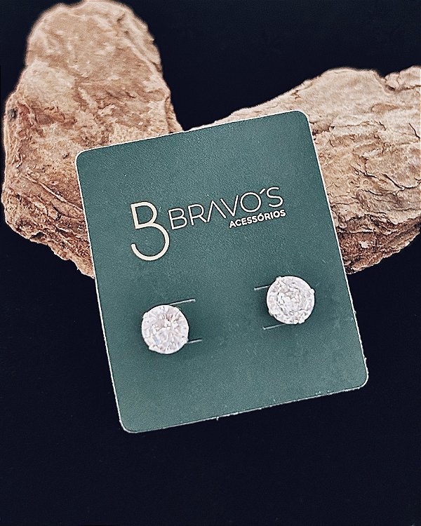 Brinco Ponto de Luz Zircônia 7mm - Prata 925