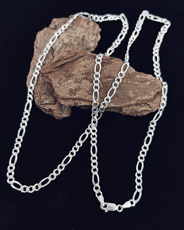 Corrente Fígaro 3x1 4mm 70cm - Prata 925