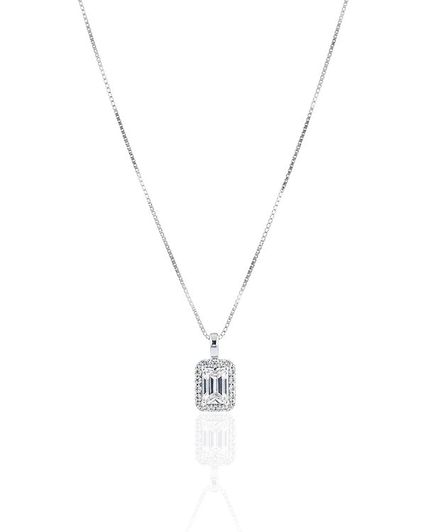 Corrente Veneziana c/ Ponto de Luz Cravejado e Zircônia Quadrada 70cm - Prata 925