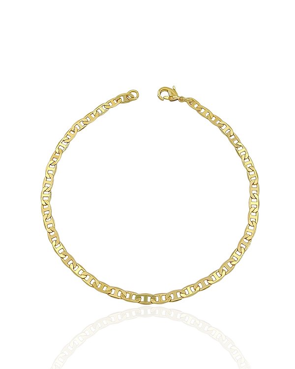 Pulseira Piastrine 3mm 21cm - Banho de Ouro 18k