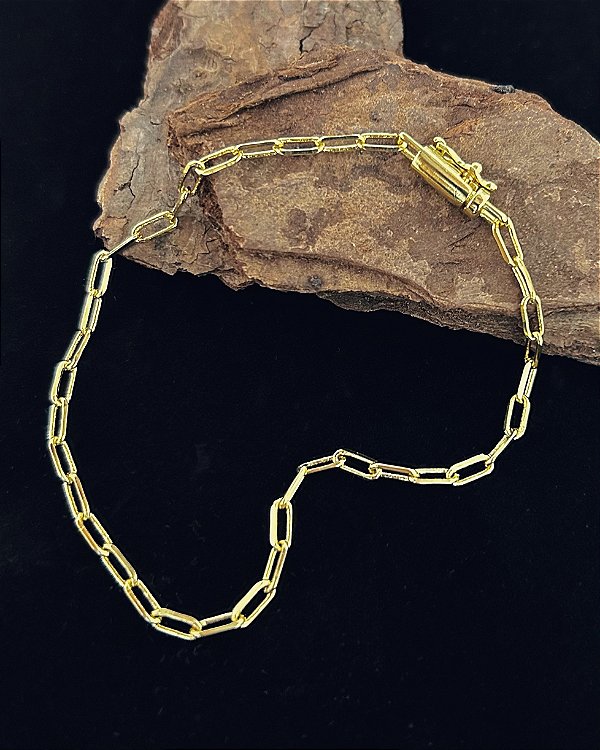 Pulseira Cartier Longa 3mm Fecho Canhão 21cm - Banho de Ouro 18k