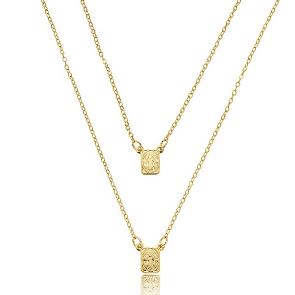 Escapulário Elo Português São Bento 70cm - Banho de Ouro 18k