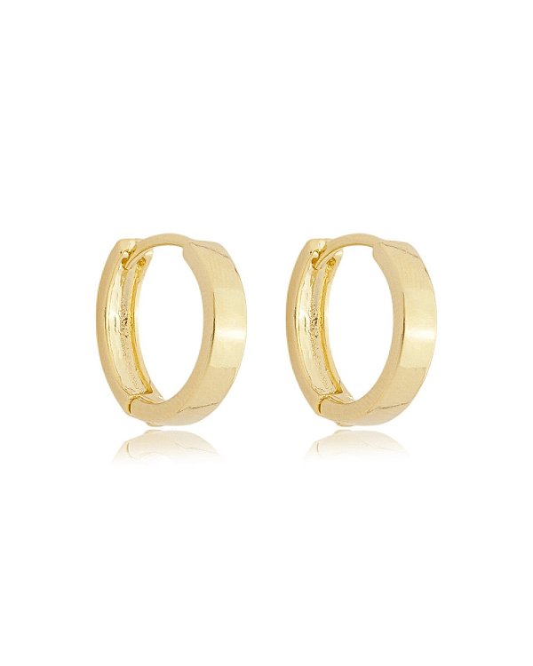 Brinco Argola Click Fio Quadrado 1,4cm - Banho de Ouro 18k