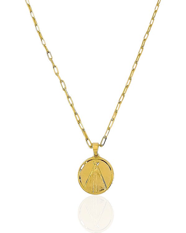 Corrente Cartier com Medalha de Nossa Senhora 2mm 60cm - Banho de Ouro 18k