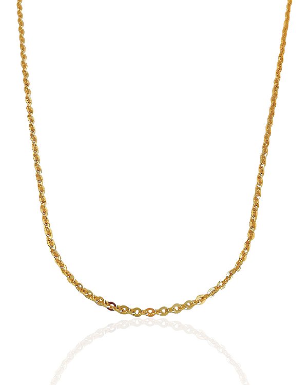 Corrente Elo Português 3mm 60cm - Banho de Ouro 18k