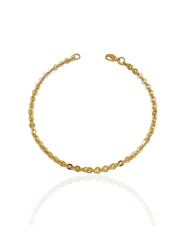 Pulseira Elo Português 3mm 20cm - Banho de Ouro 18k